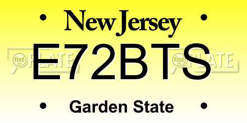 E72BTS New Jersey License Plate