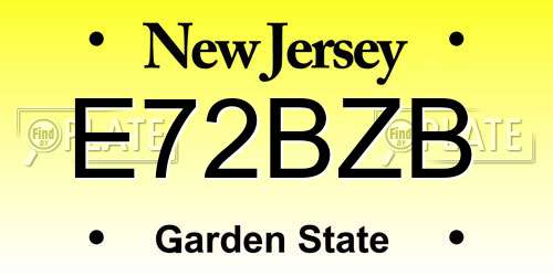 E72BZB New Jersey License Plate