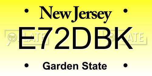 E72DBK New Jersey License Plate
