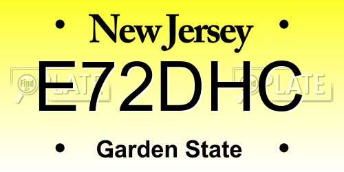 E72DHC New Jersey License Plate