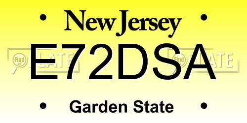 E72DSA New Jersey License Plate