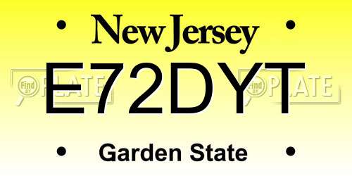 E72DYT New Jersey License Plate