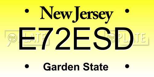 E72ESD New Jersey License Plate