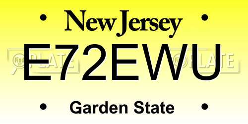 E72EWU New Jersey License Plate
