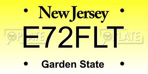 E72FLT New Jersey License Plate