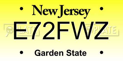 E72FWZ New Jersey License Plate