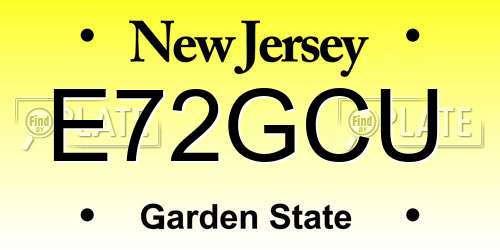 E72GCU New Jersey License Plate