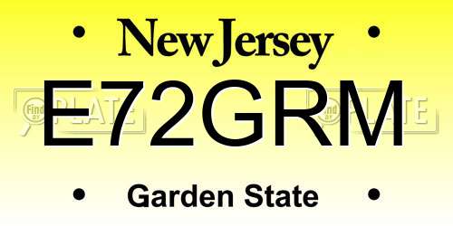 E72GRM New Jersey License Plate
