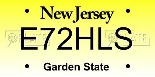 E72HLS New Jersey License Plate