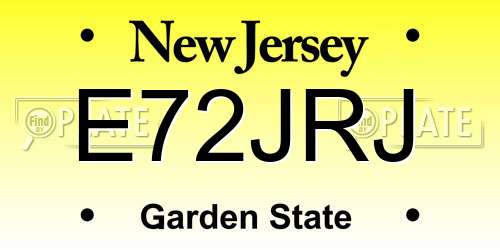 E72JRJ New Jersey License Plate