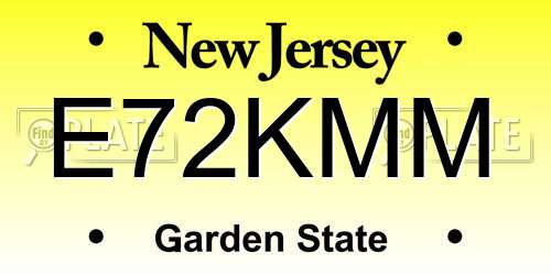 E72KMM New Jersey License Plate