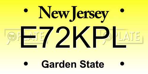 E72KPL New Jersey License Plate