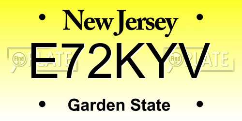 E72KYV New Jersey License Plate