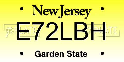 E72LBH New Jersey License Plate