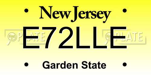 E72LLE New Jersey License Plate