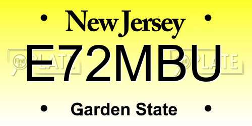 E72MBU New Jersey License Plate