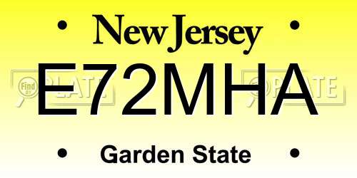 E72MHA New Jersey License Plate