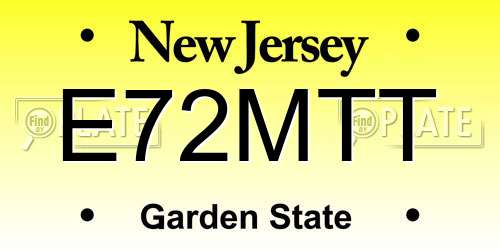E72MTT New Jersey License Plate