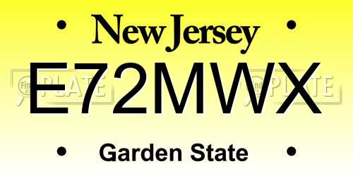 E72MWX New Jersey License Plate