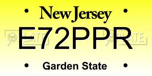E72PPR New Jersey License Plate