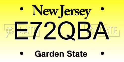 E72QBA New Jersey License Plate