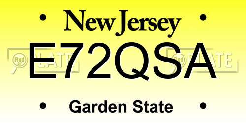 E72QSA New Jersey License Plate