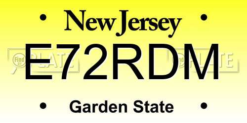 E72RDM New Jersey License Plate