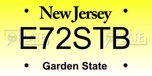 E72STB New Jersey License Plate
