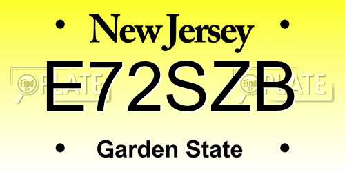 E72SZB New Jersey License Plate
