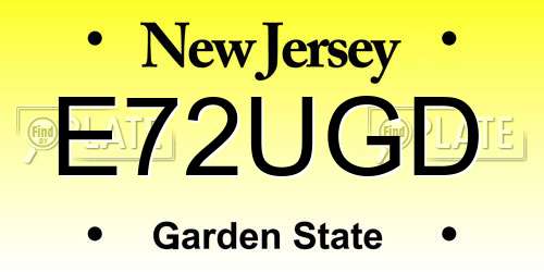 E72UGD New Jersey License Plate