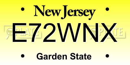 E72WNX New Jersey License Plate