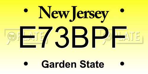 E73BPF New Jersey License Plate