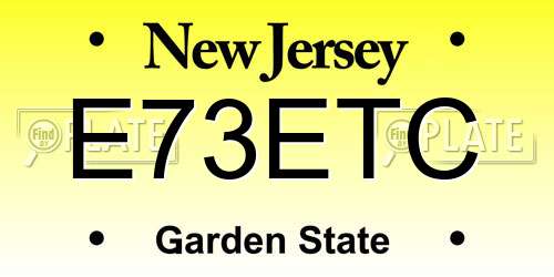E73ETC New Jersey License Plate