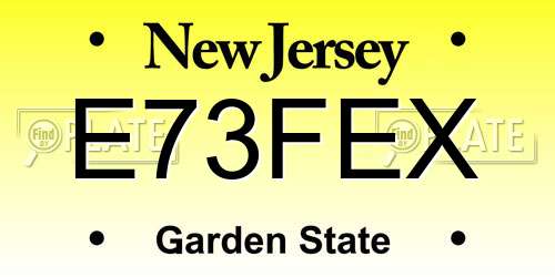 E73FEX New Jersey License Plate