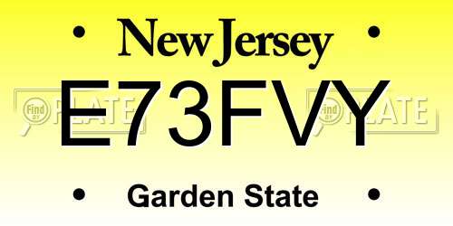 E73FVY New Jersey License Plate