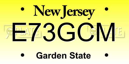 E73GCM New Jersey License Plate
