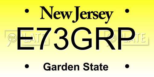 E73GRP New Jersey License Plate