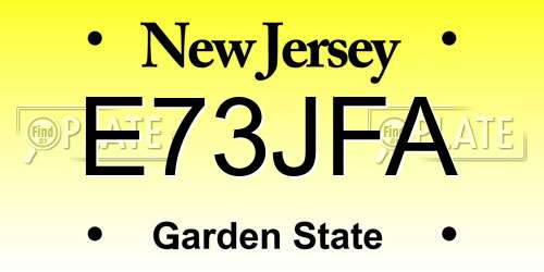 E73JFA New Jersey License Plate