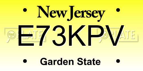 E73KPV New Jersey License Plate