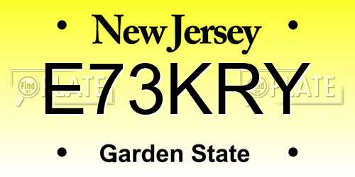 E73KRY New Jersey License Plate