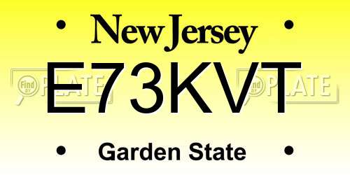 E73KVT New Jersey License Plate