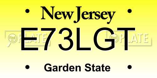 E73LGT New Jersey License Plate