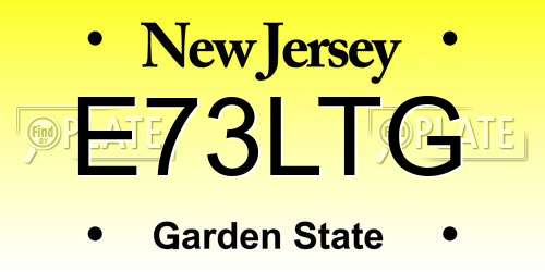 E73LTG New Jersey License Plate