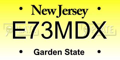 E73MDX New Jersey License Plate