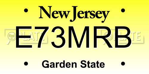 E73MRB New Jersey License Plate
