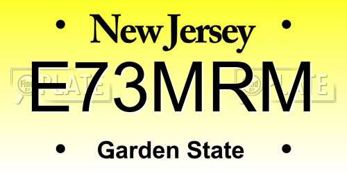 E73MRM New Jersey License Plate