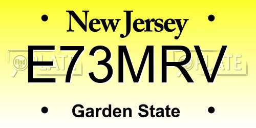 E73MRV New Jersey License Plate