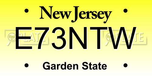 E73NTW New Jersey License Plate