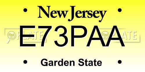 E73PAA New Jersey License Plate