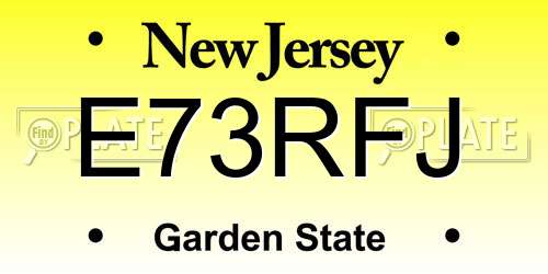 E73RFJ New Jersey License Plate
